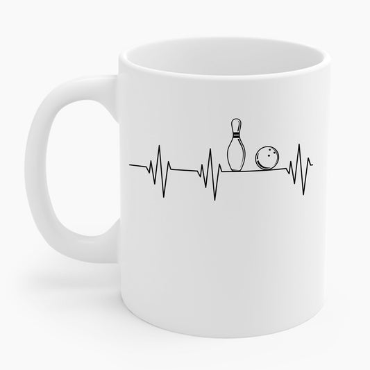 Funny Bowling Gift Cute EKG Bowlers League Coffee Mug For Men Women