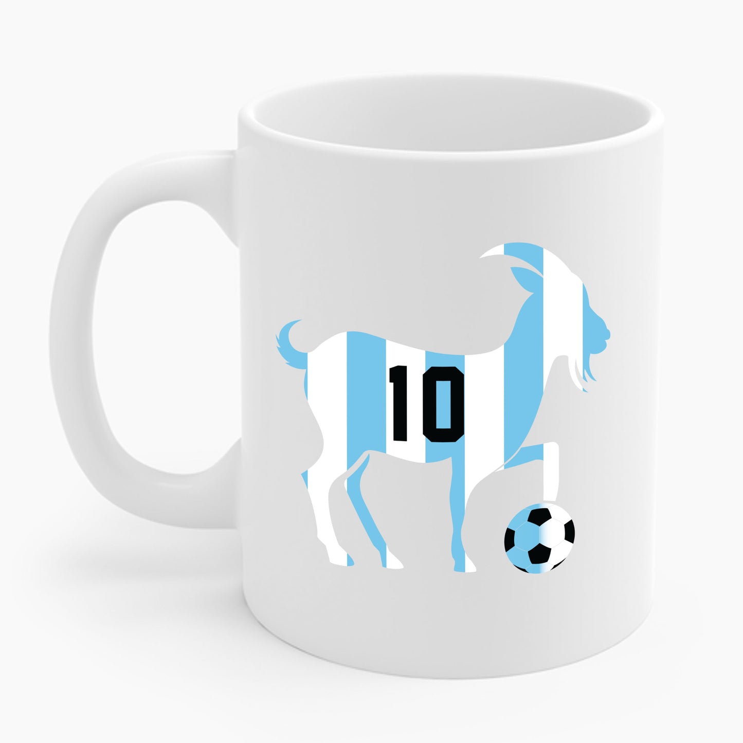 GOAT 10 Shirt for Men Women Kids  Goat Playing Football Funny Soccer Coffee Mug