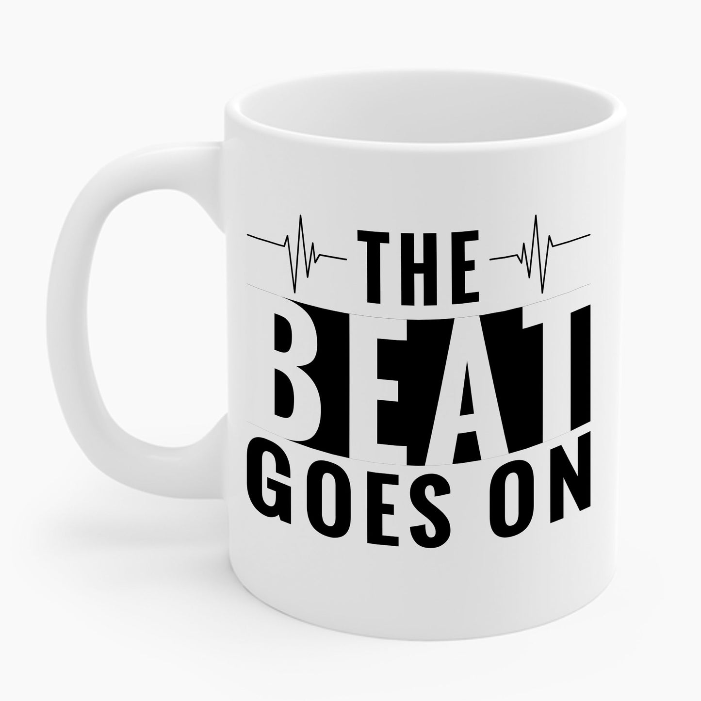 Funny Heartbeat Beat Goes On Heart Disease Awareness Coffee Mug For Men Women