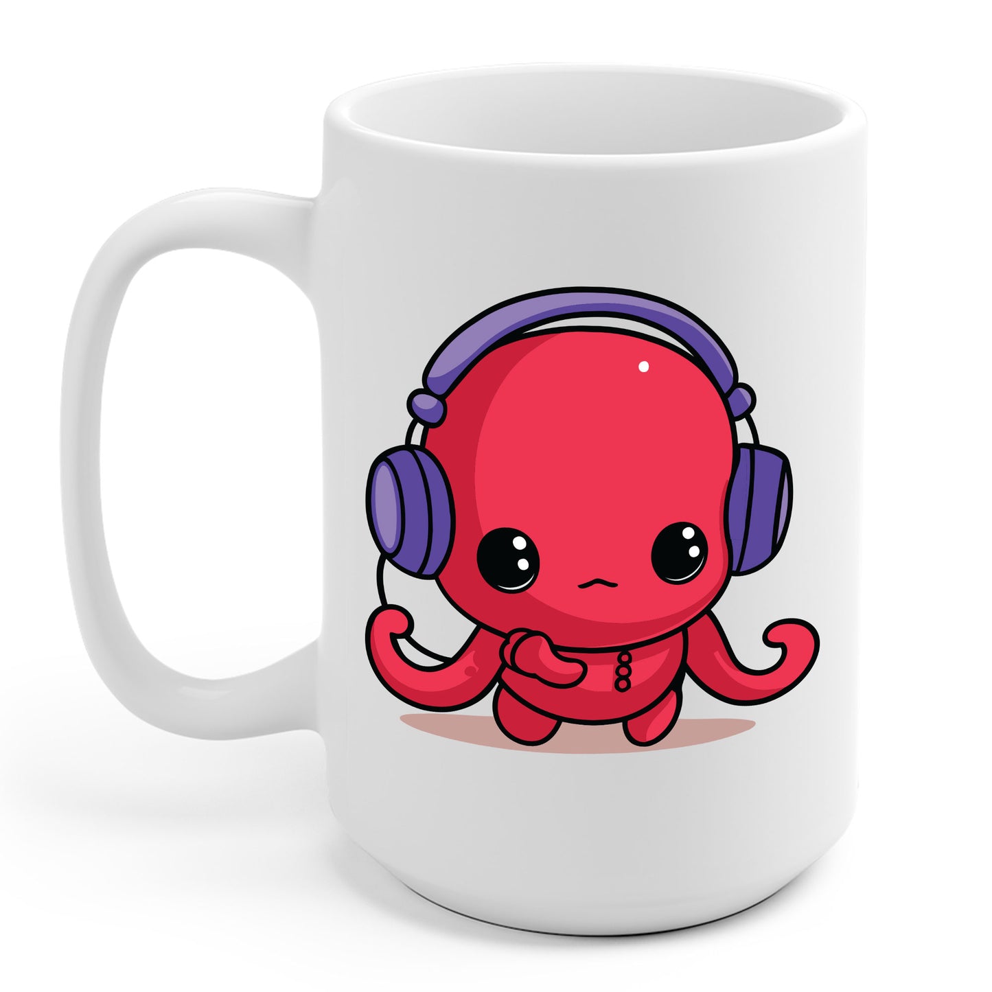 Cute Kawaii Octopus Cartoon Wearing Headphones Music Pop Coffee Mug For Men Women