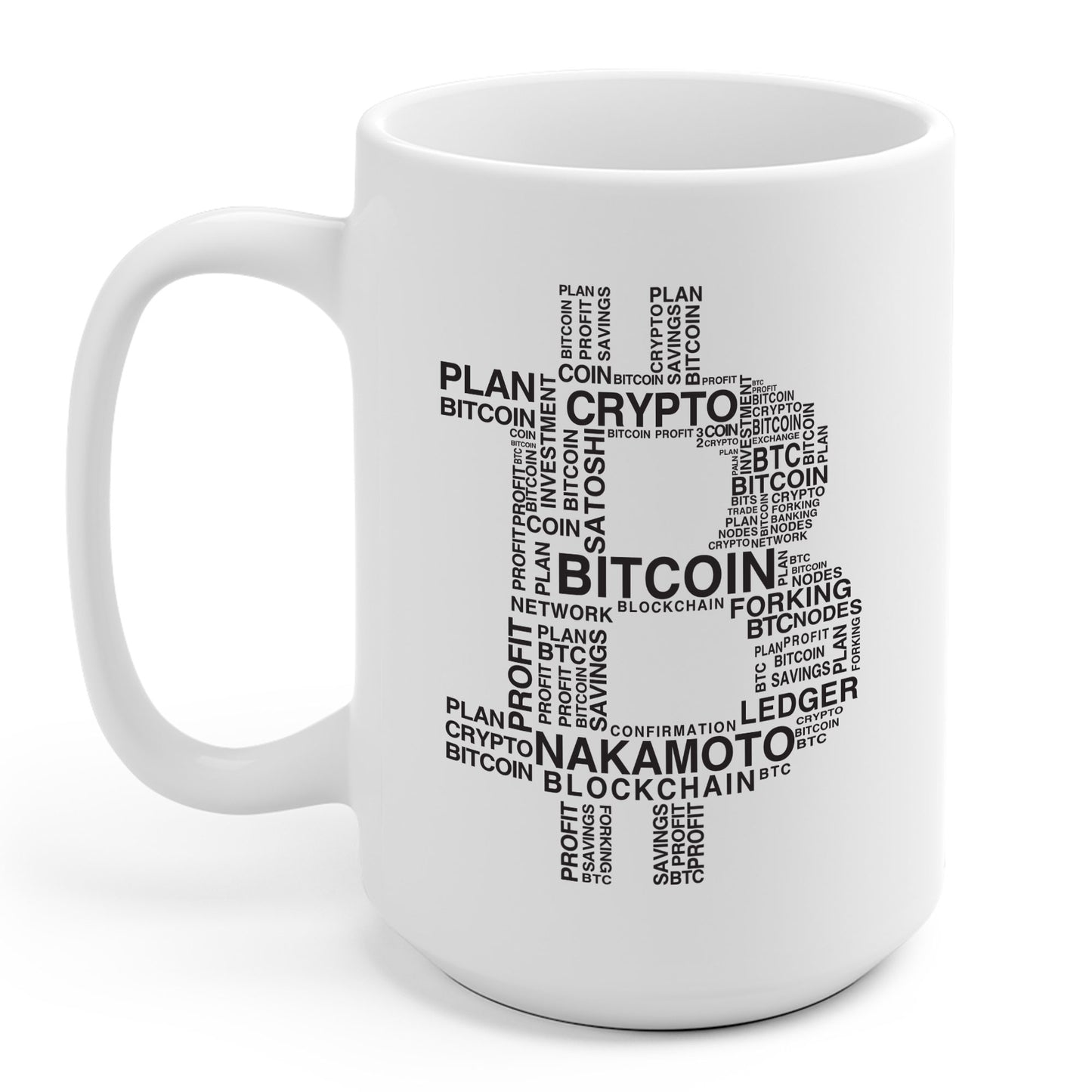 Bitcoin Word Cloud Crypto Blockchain Web 3 Cryptocurrency Coffee Mug For Men Women