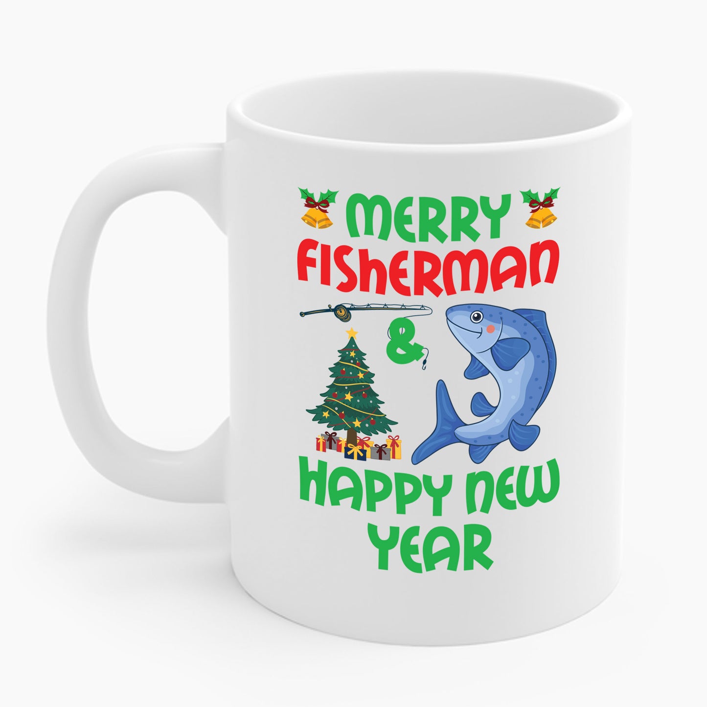 Funny Bass Fishing Merry Fishmas And Happy New Year Christmas Xmas Coffee Mug