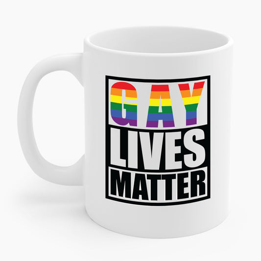 Gay Lives Matter LGBT-Q Rainbow Pride Flag Proud Ally Coffee Mug For Men Women