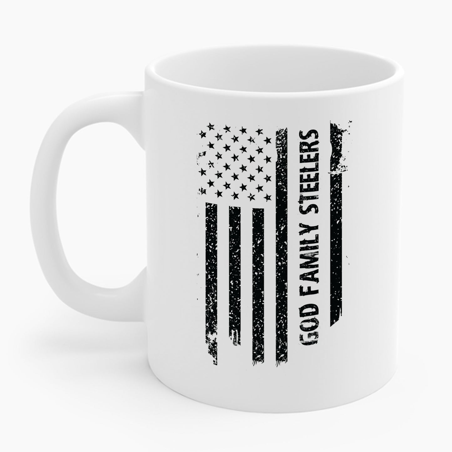 God Family Steelers Pro US American Flag Vintage Fathers Day Coffee Mug