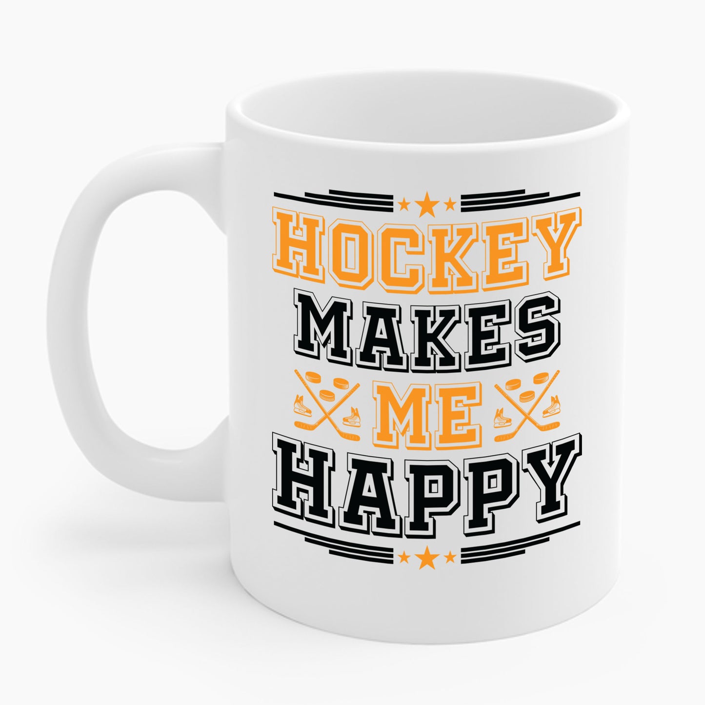 Hockey Makes Me Happy Funny Ice Hockey Fan Coffee Mug For Men Women