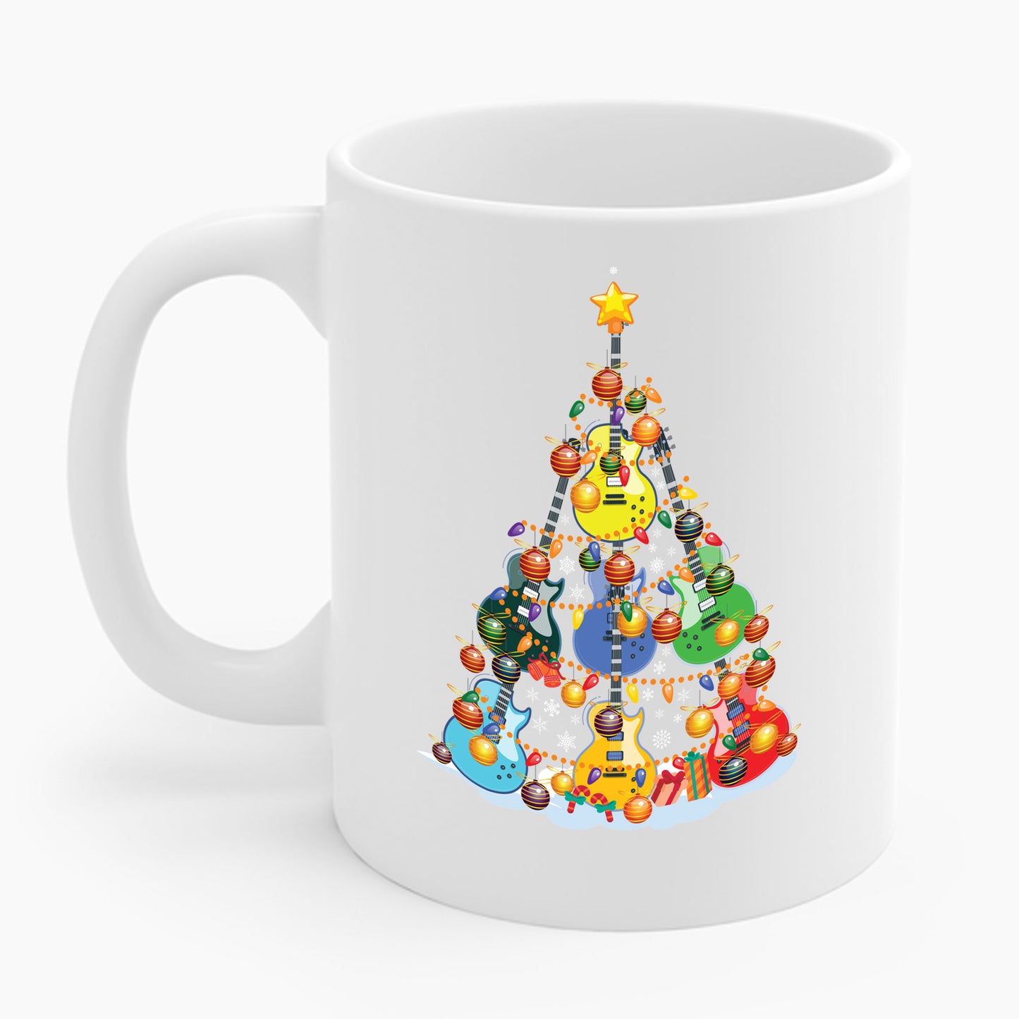 Cute Guitar Christmas Tree Music Stocking Stuffer Snow Coffee Mug For Men Women Kids