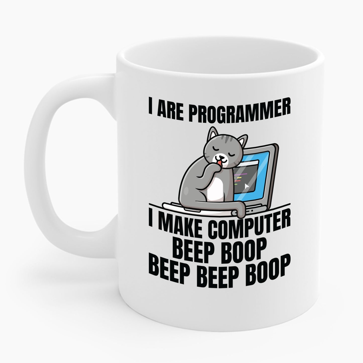 Funny I Are Programmer I Make Computer Beep Boop Cute Cat Coffee Mug For Men Women