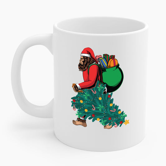 Bigfoot Santa Christmas Tree Lights Gifts Funny Xmas Sasquatch Coffee Mug For Men Women