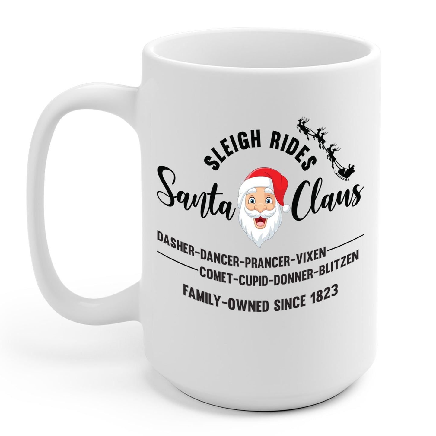 Vintage Santa Sleigh Rides Reindeer Retro Christmas Coffee Mug For Men Women