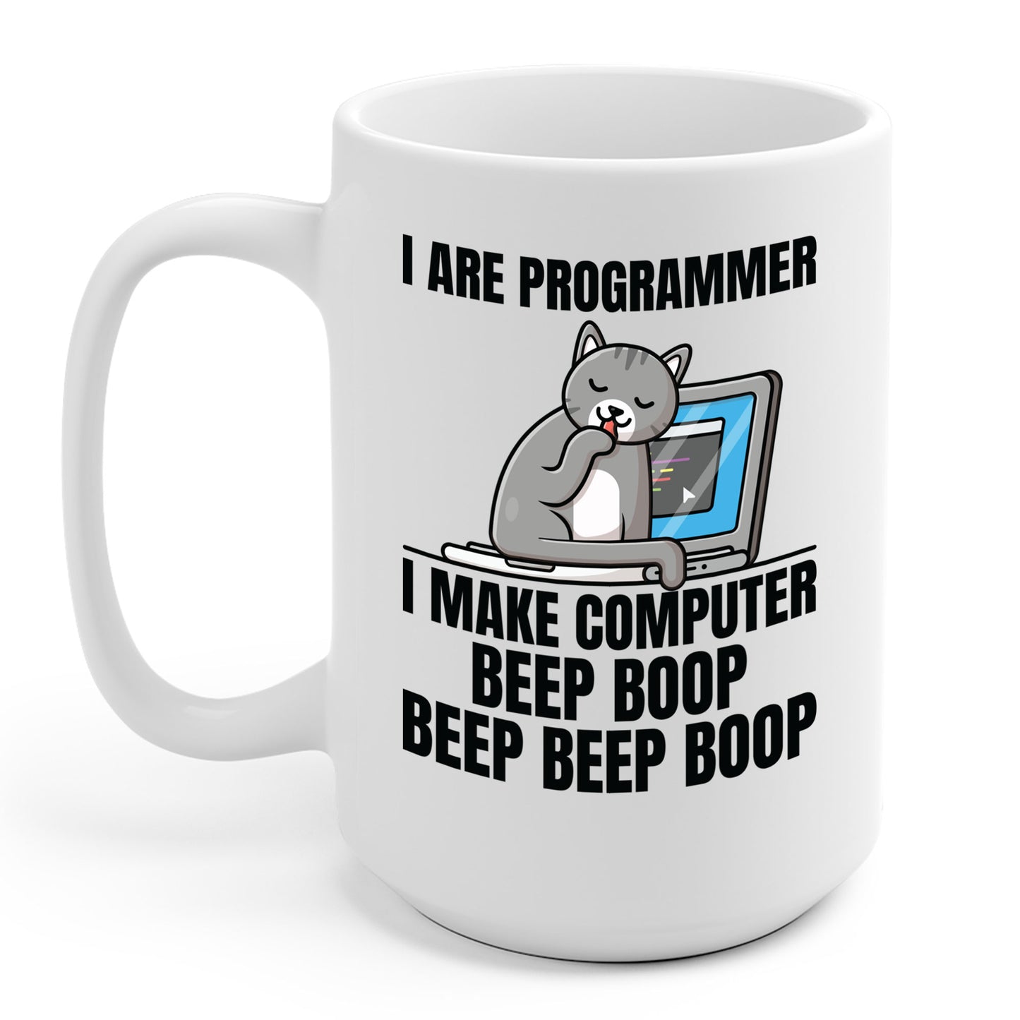 Funny I Are Programmer I Make Computer Beep Boop Cute Cat Coffee Mug For Men Women