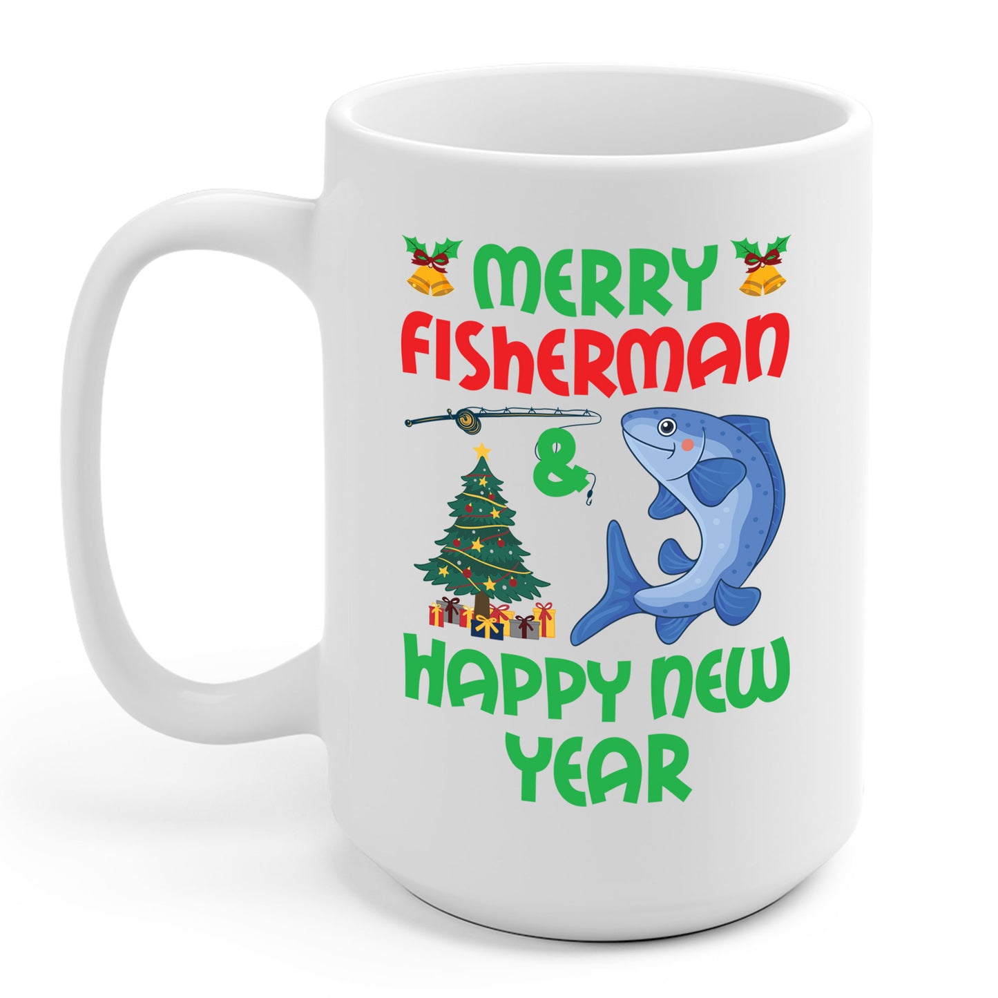 Funny Bass Fishing Merry Fishmas And Happy New Year Christmas Xmas Coffee Mug