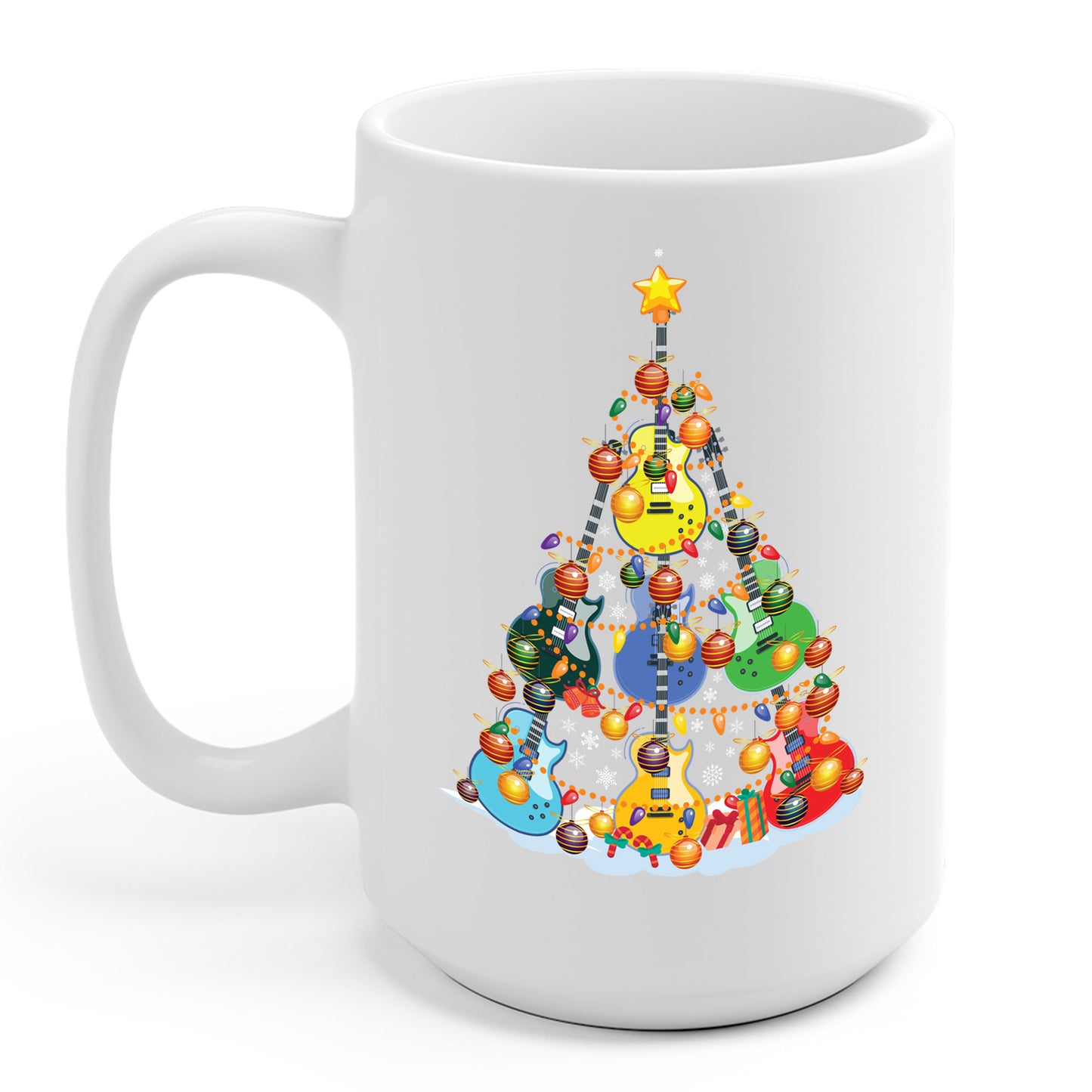 Cute Guitar Christmas Tree Music Stocking Stuffer Snow Coffee Mug For Men Women Kids