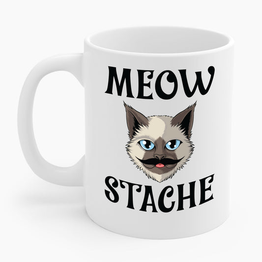 Meowstache Cat Mustache Moustache Beard Bearded Kitten Lovers Coffee Mug For Men Women