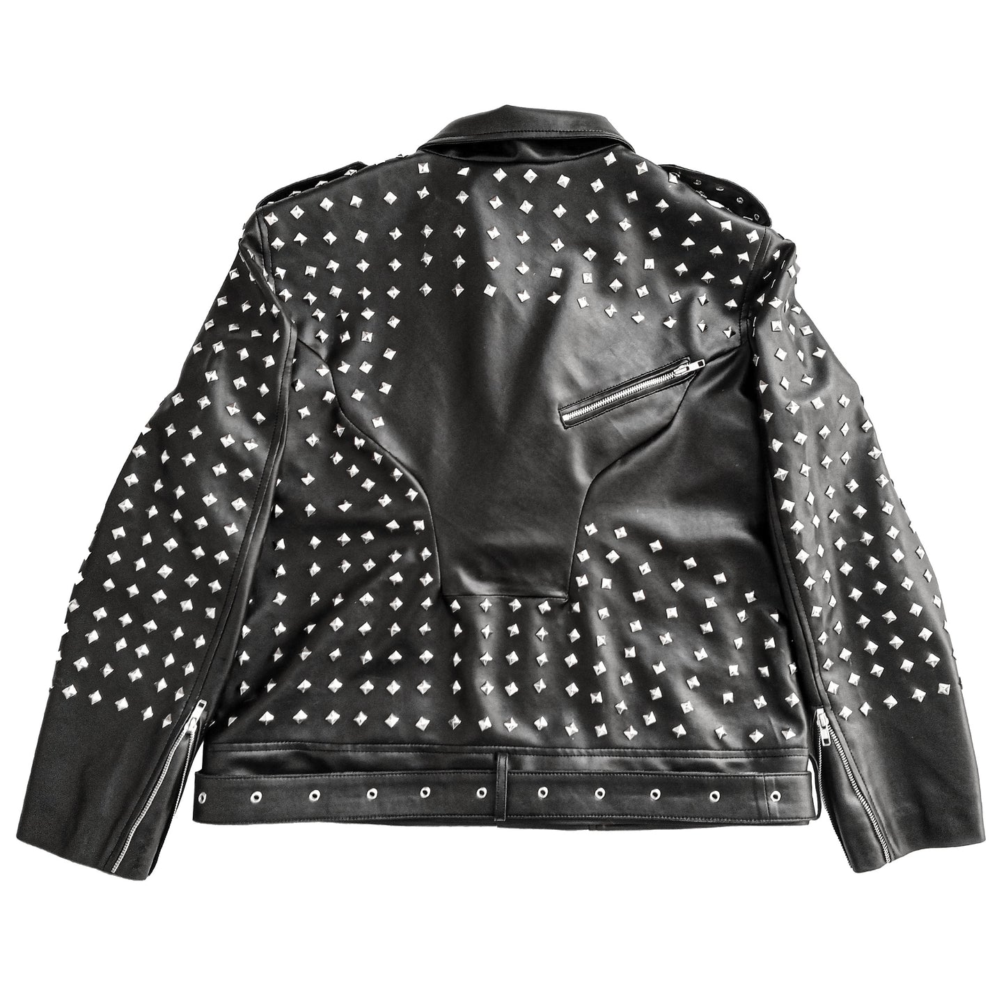 Mens Motorbike Jacket Rock Punk Spike Studded Motorcycle Biker Multi Zipper Genuine Leather Jackets