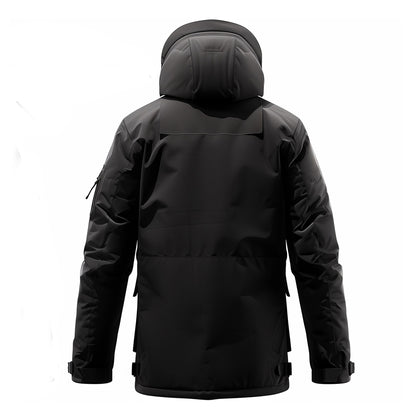 Mens Down Jacket Down Parka Minimalist Lightweight Black Red Contrast Removable Hood Winter Coat Warm Parka Jackets