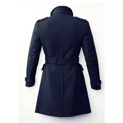 Mens Mini Trench Coat Knee Length Long Trench Coats Double Breasted Jacket Storm Flap Lepal Collar Multipockets Water Resistant Jackets For Men
