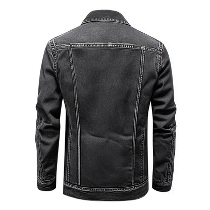Mens Denim Jacket Distressed Comfortable Durable Jeans Flaps Slanted Front Pockets Lepal Trucker Jackets For Men