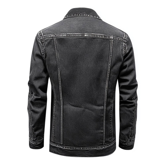 Mens Denim Jacket Distressed Comfortable Durable Jeans Flaps Slanted Front Pockets Lepal Trucker Jackets For Men