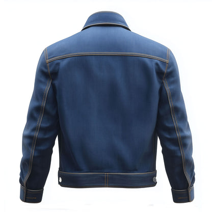 Mens Jean Jacket Blue Trucker Style Jacket Button-down Front, Chest  and Waist Pockets Denim Jackets