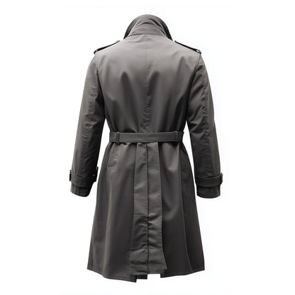 Mens Mini Trench Coat Grey Knee Length Trench Coats Single Breasted Jacket Storm Flap Lepal Collar Multipockets Water Resistant Jackets For Men