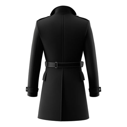 Mens Mini Trench Coat Knee Length Trench Coats Double Breasted Black Jacket Storm Flap Lepal Collar Multipockets Water Resistant Jackets For Men