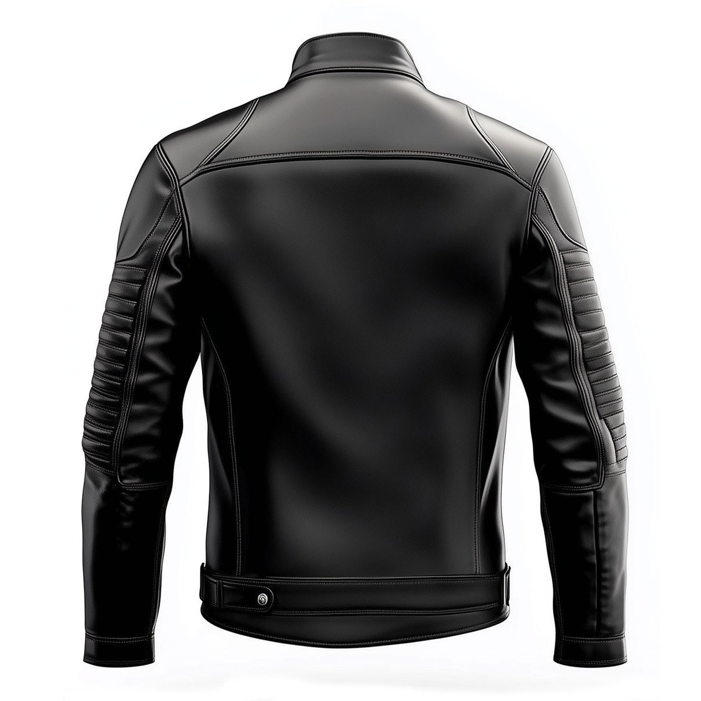 Mens Leather Jacket Black Biker Zipper Padded Protection Stand Collar Multipockets Motercycle Genuine Leather Jackets For Men