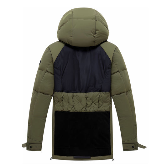 Mens Down Jacket Classic Down Parka Minimalist Lightweight Contrast Removable Hood Winter Coat Warm Parka Jackets