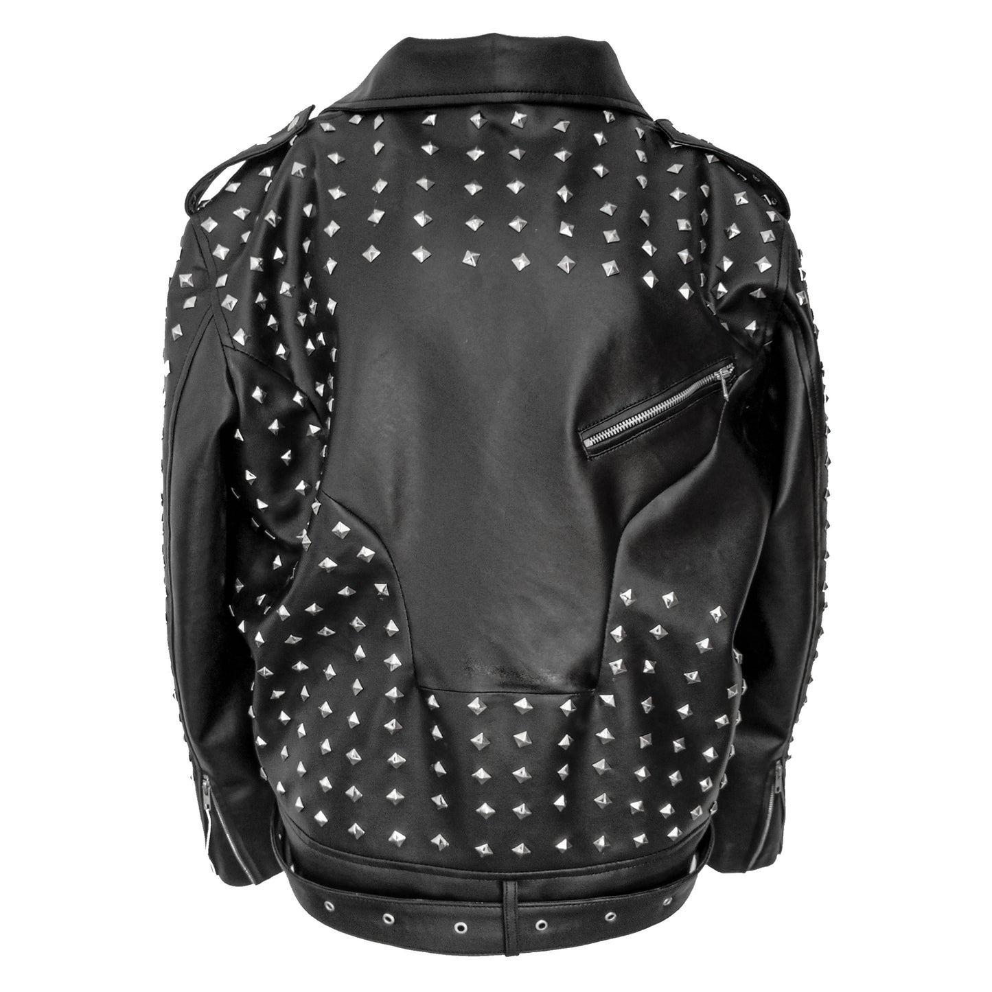 Mens Motorbike Jacket Rock Punk Spike Studded Motorcycle Biker Multi Zipper Genuine Leather Jackets