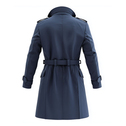Mens Mini Trench Coat Knee Length Trench Coats Single Breasted Jacket Storm Flap Lepal Collar Multipockets Water Resistant Jackets For Men