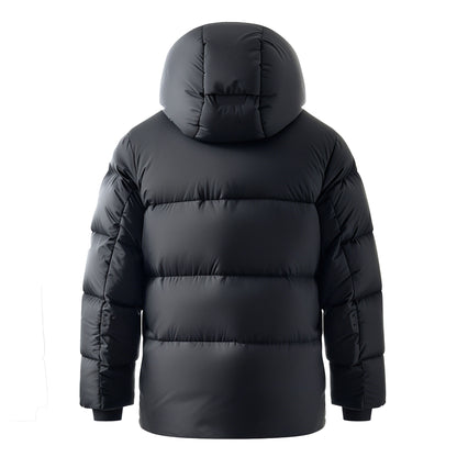 Mens Down Jacket Classic Grey Down Parka Minimalist lightweight Removable Hood Winter Coat Warm Parka Jackets