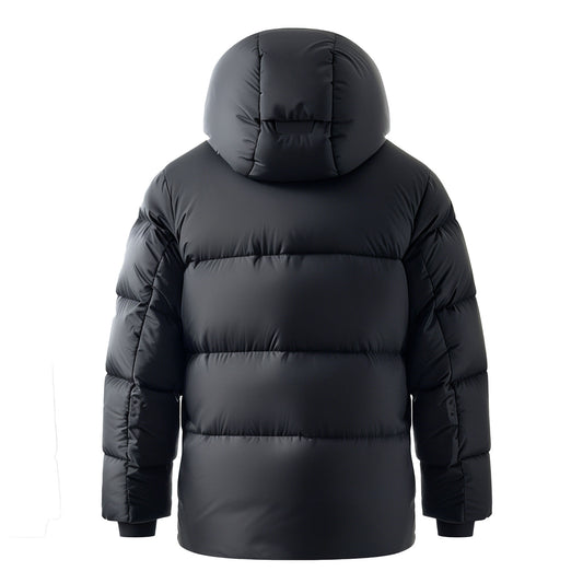 Mens Down Jacket Classic Grey Down Parka Minimalist lightweight Removable Hood Winter Coat Warm Parka Jackets