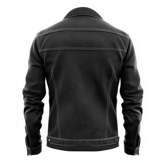 Mens Jean Jacket Bottle Black Trucker Style Jacket Button-down Front, Chest  and Waist Pockets Denim Jackets