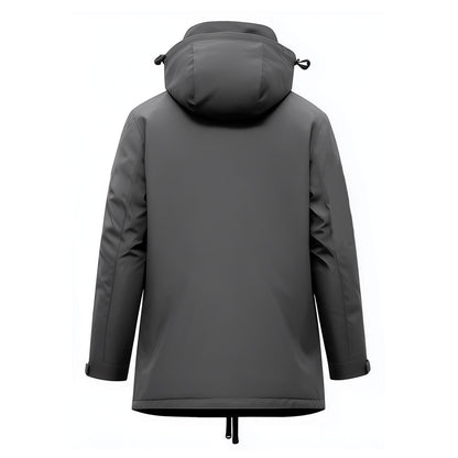 Mens Parkas Jacket Classic Parka Thigh-length Nylon Front Pockets Luxurious Removable Hood Winter Coat Natural Warm Parka Jackets