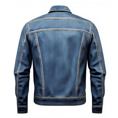 Mens Jean Jacket Trucker Style Jacket Blue Button-down Front, Chest  and Waist Pockets Denim Jackets