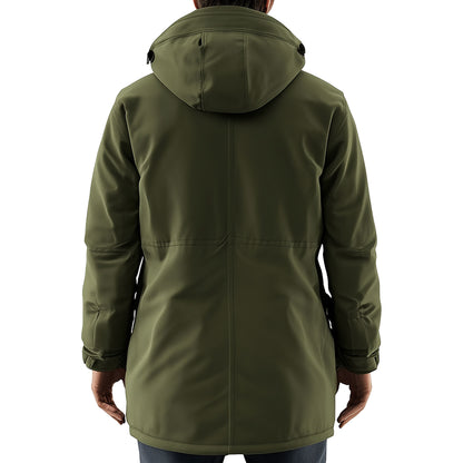 Mens Parkas Jacket Classic Military GreenParka Thigh-length Nylon Front Pockets Luxurious Removable Hood Winter Coat Warm Parka Jackets