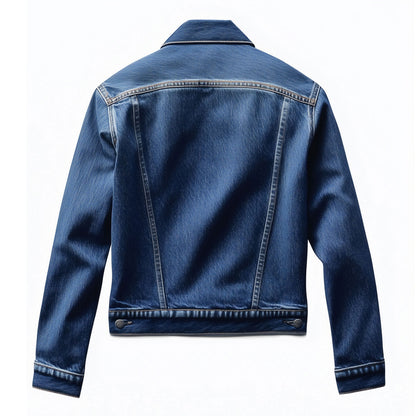 Mens Denim Jacket Distressed Comfortable Durable Flaps Cropped Fit Slanted Front Pockets Lepal Jeans Trucker Jackets For Men
