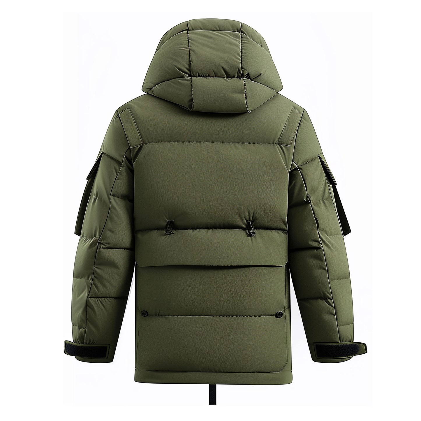 Mens Down Jacket Classic Military Green Down Parka Minimalist lightweight Removable Hood Winter Coat Warm Parka Jackets