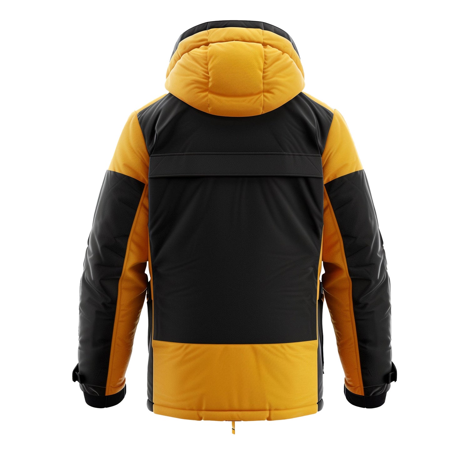 Mens Down Jacket Down Parka Minimalist Lightweight Black Yellow Contrast Removable Hood Winter Coat Warm Parka Jackets