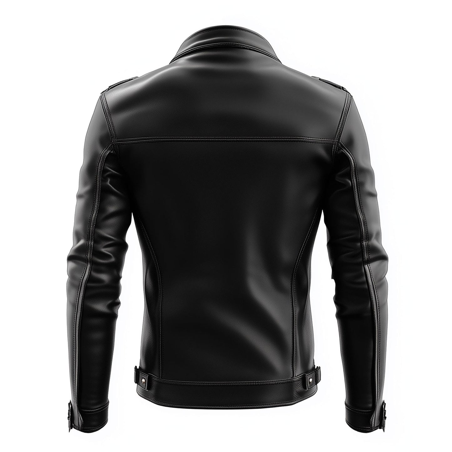 Mens Leather Jacket Black Biker Zipper Shoulder Padded Protection Stand Collar Multipockets Motercycle Genuine Leather Jackets For Men