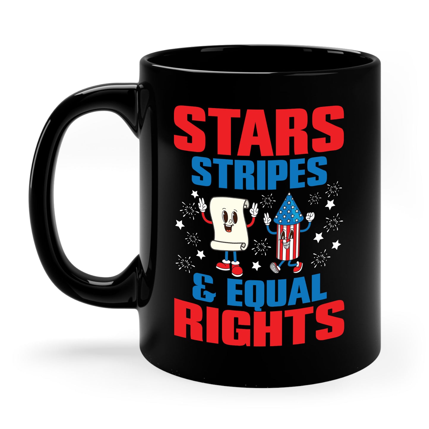 Stars Stripes & Equal Rights 4th Of July Retro Groovy Coffee Mug For Men Women