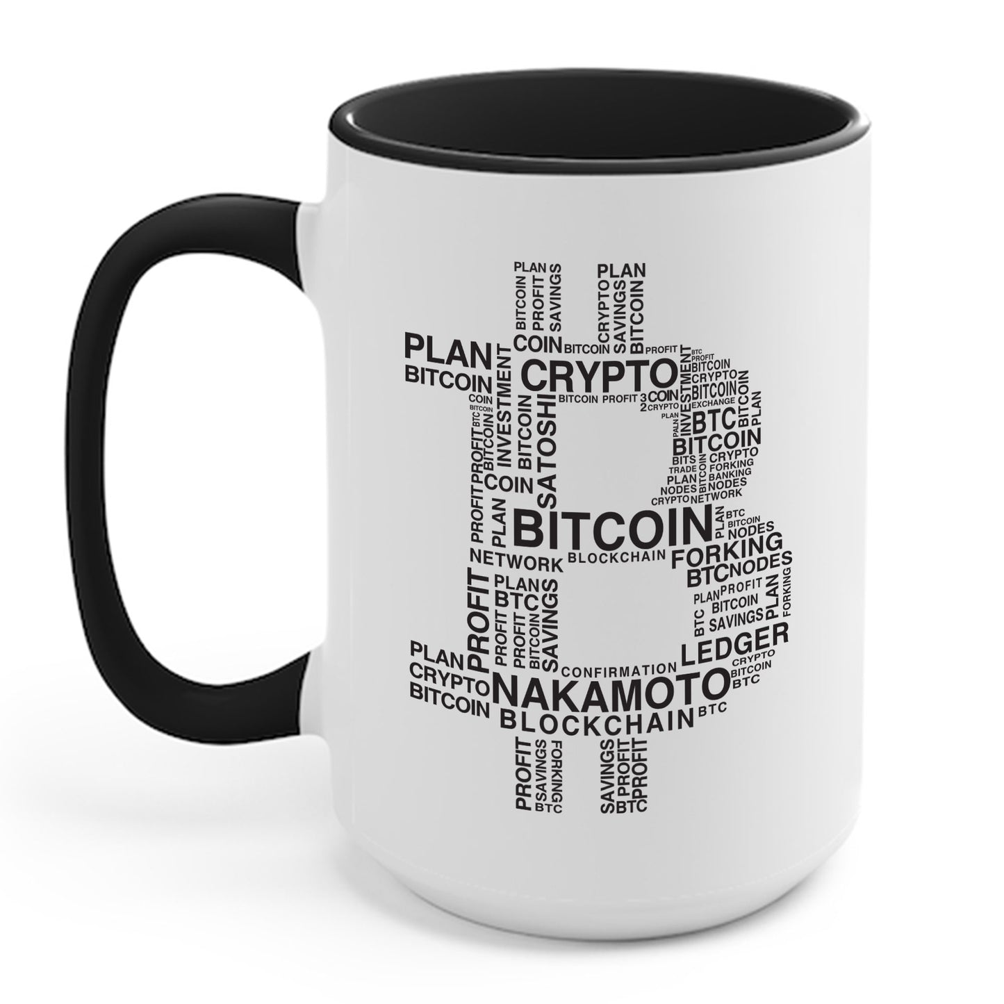 Bitcoin Word Cloud Crypto Blockchain Web 3 Cryptocurrency Coffee Mug For Men Women