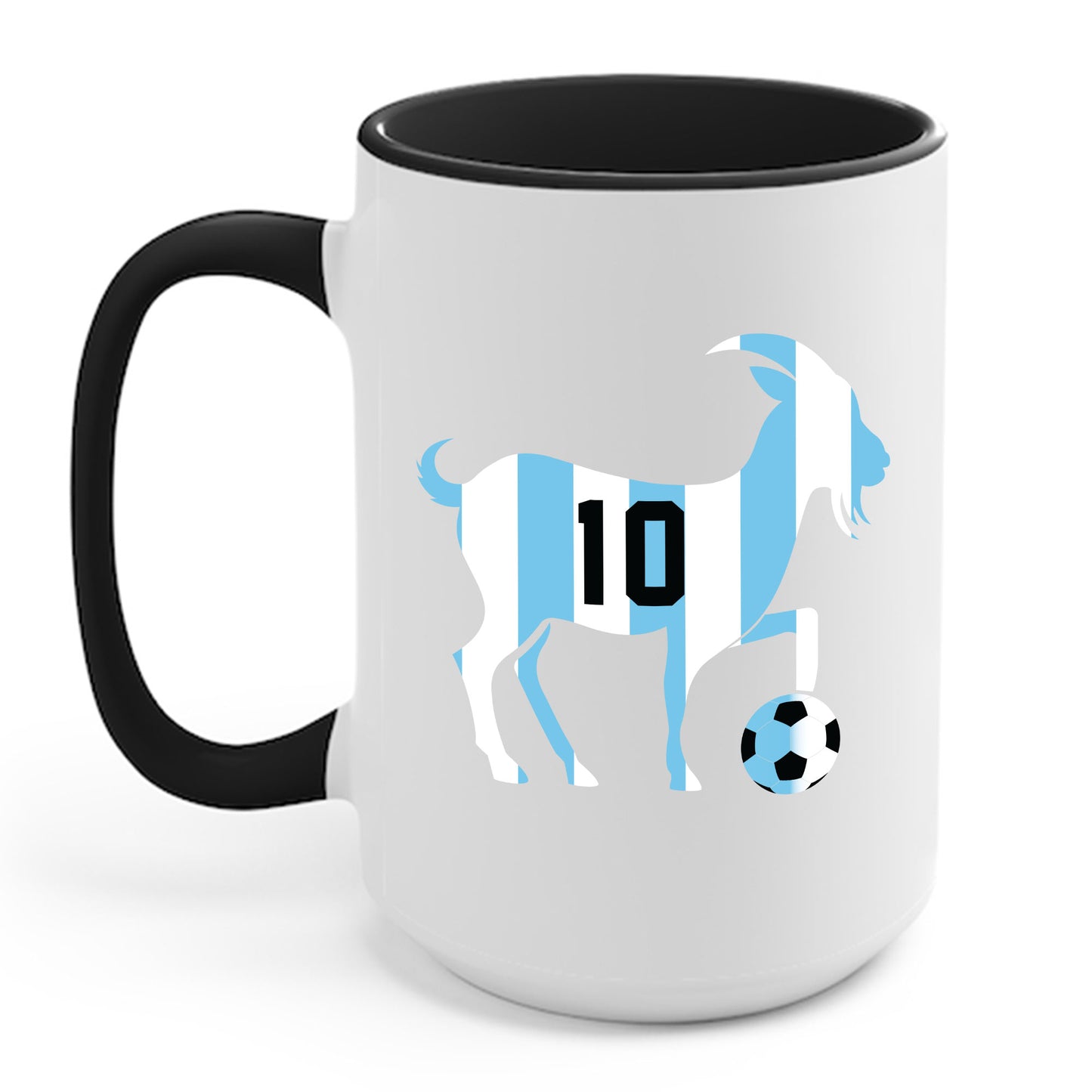 GOAT 10 Shirt for Men Women Kids  Goat Playing Football Funny Soccer Coffee Mug