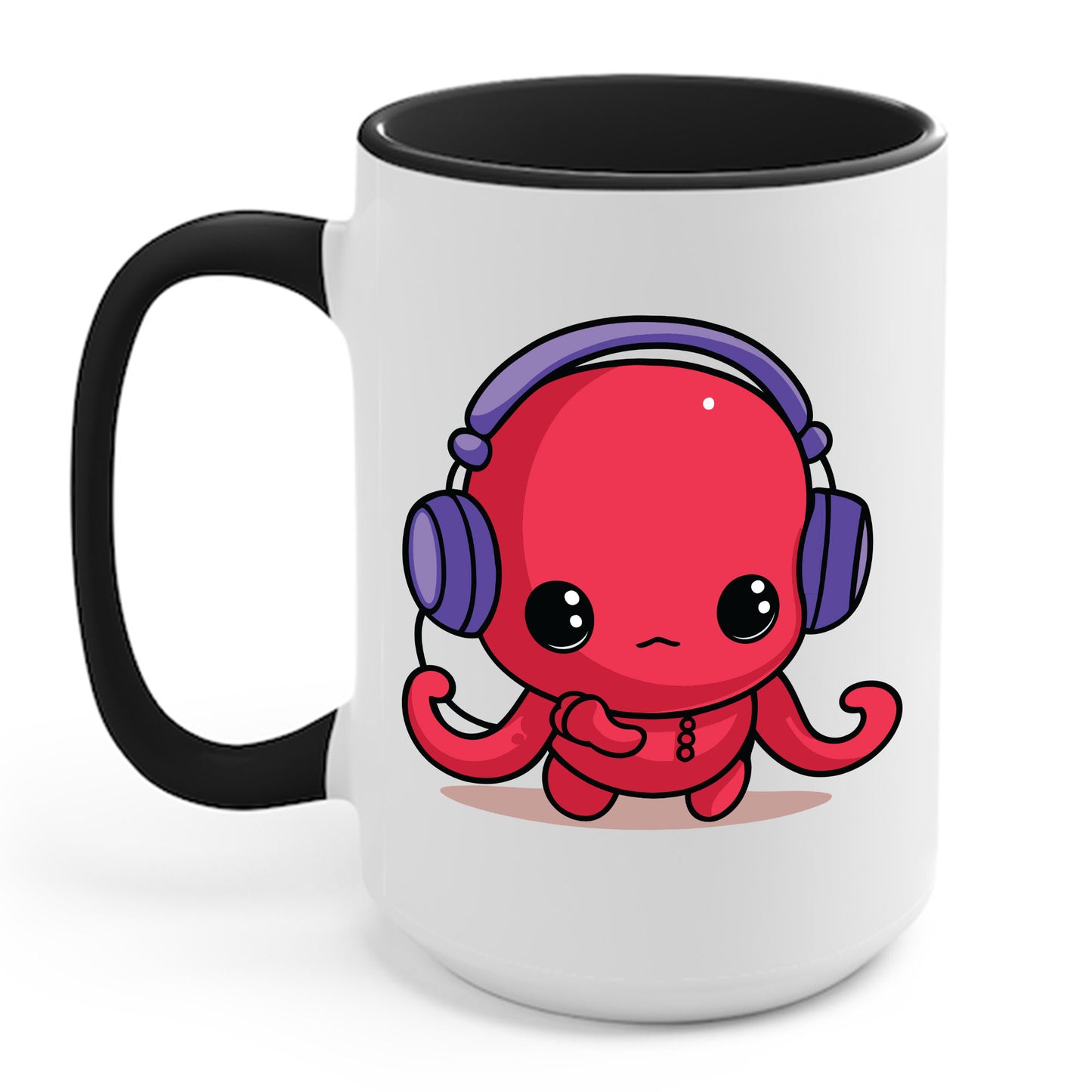 Cute Kawaii Octopus Cartoon Wearing Headphones Music Pop Coffee Mug For Men Women