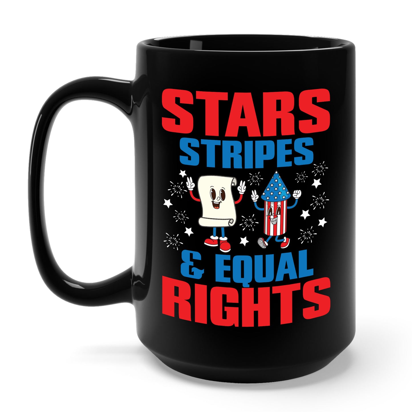 Stars Stripes & Equal Rights 4th Of July Retro Groovy Coffee Mug For Men Women