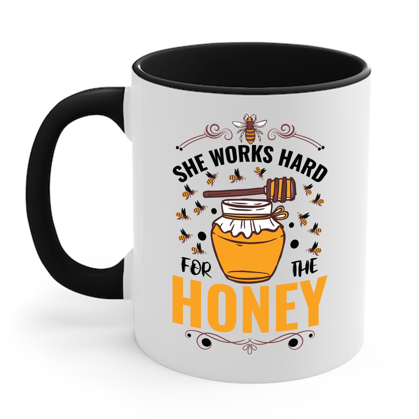 Hive Honeybee Quote She Works Hard For The Honey Bee Saying Coffee Mug For Men Women Beekeeper