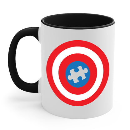 Captain Autism Awareness Superhero Puzzle Shield Coffee Mug For Men Women