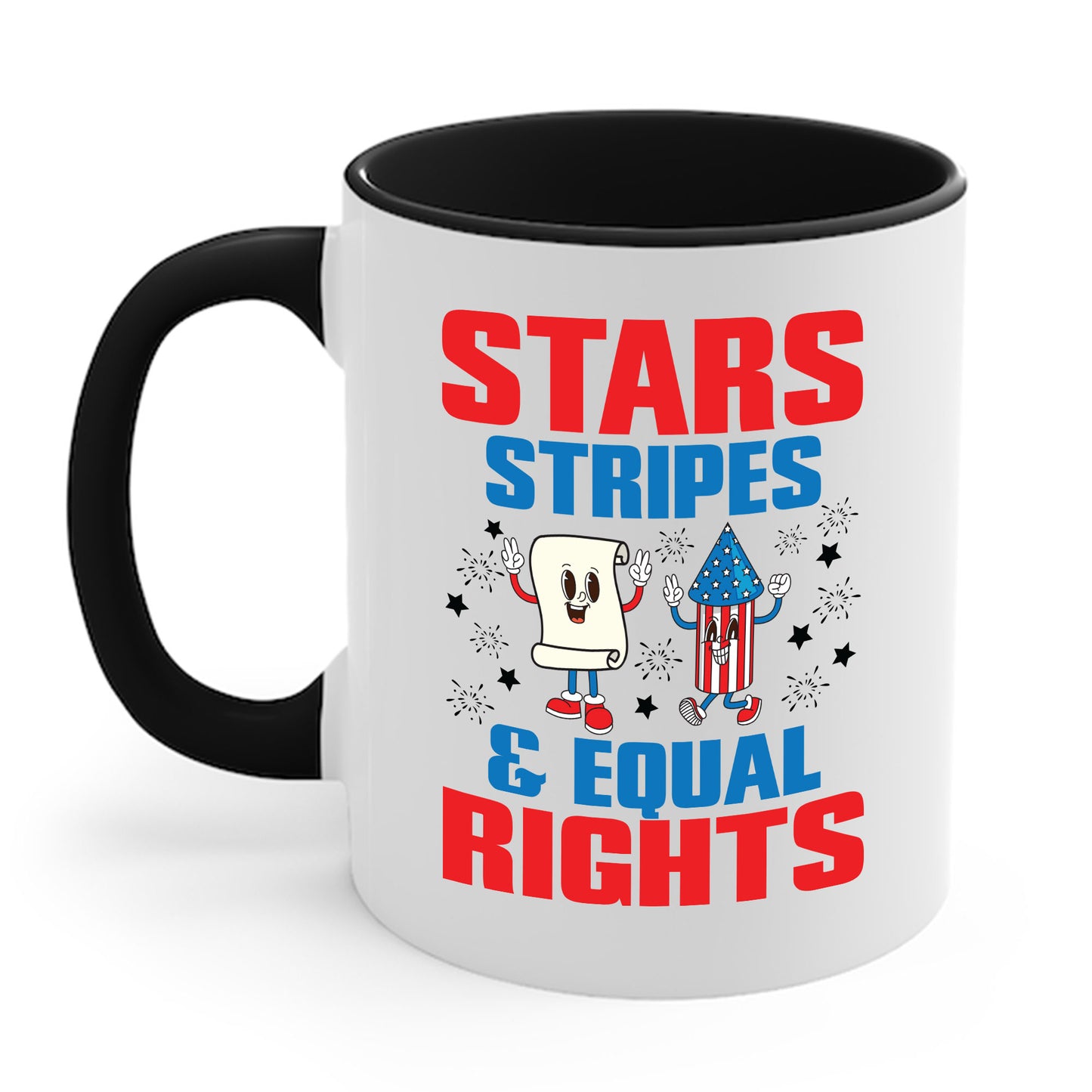 Stars Stripes & Equal Rights 4th Of July Retro Groovy Coffee Mug For Men Women