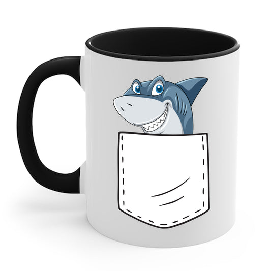 Cute Shark Pocket Animal Pets Funny Shark Gift Coffee Mug For Mens Womens Kids
