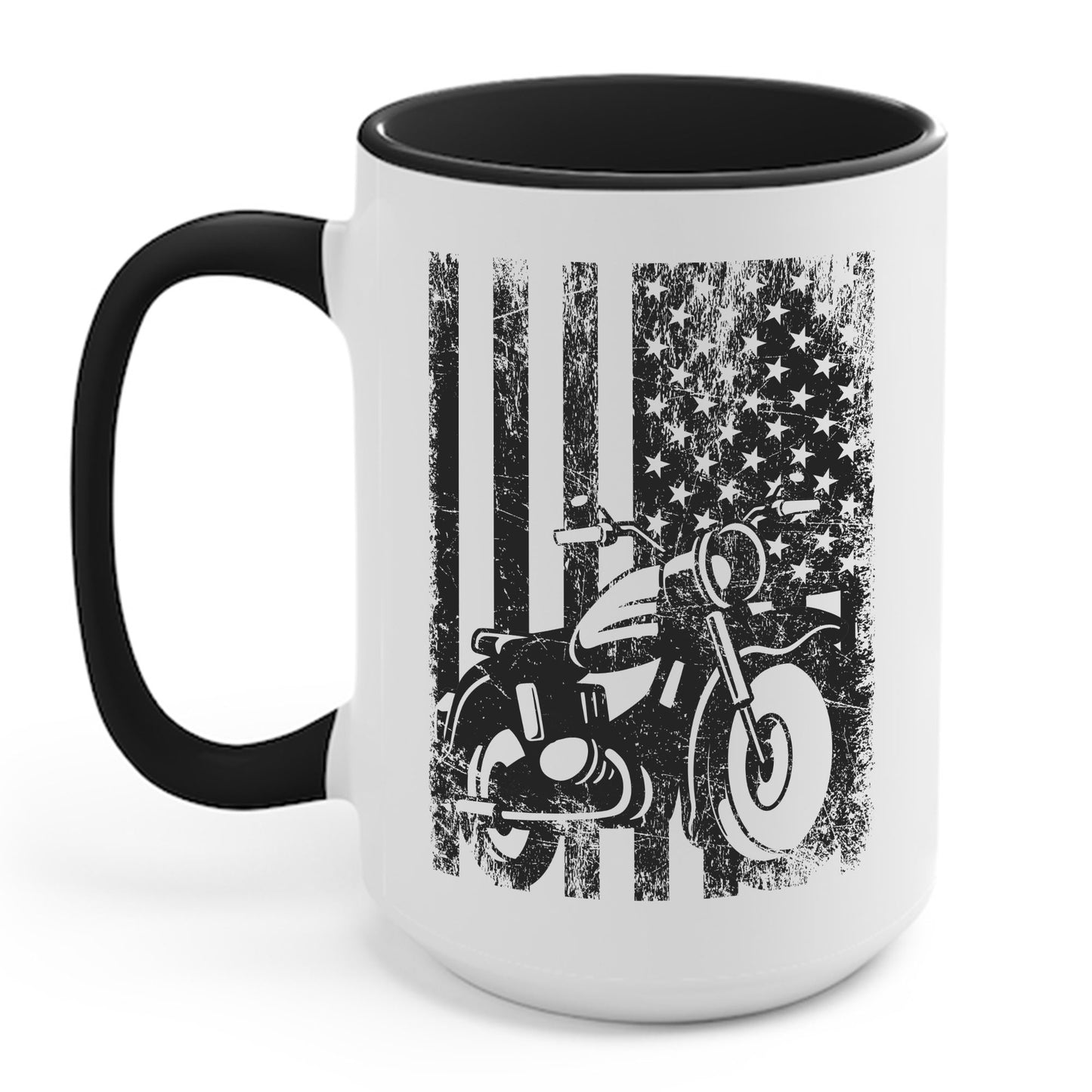 Motorcycle USA Flag Retro Viintage Biker Motercross Coffee Mug For Bikers