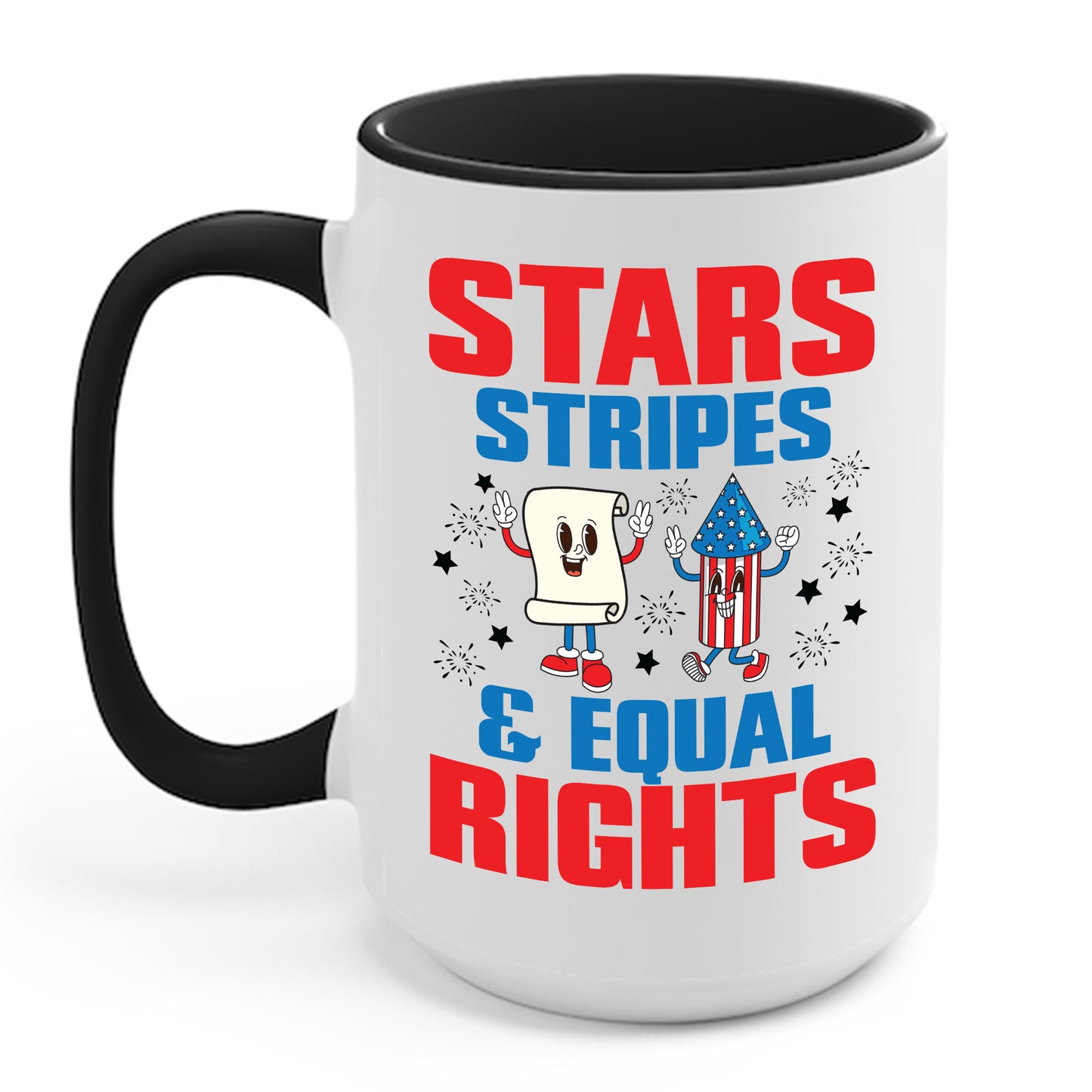 Stars Stripes & Equal Rights 4th Of July Retro Groovy Coffee Mug For Men Women